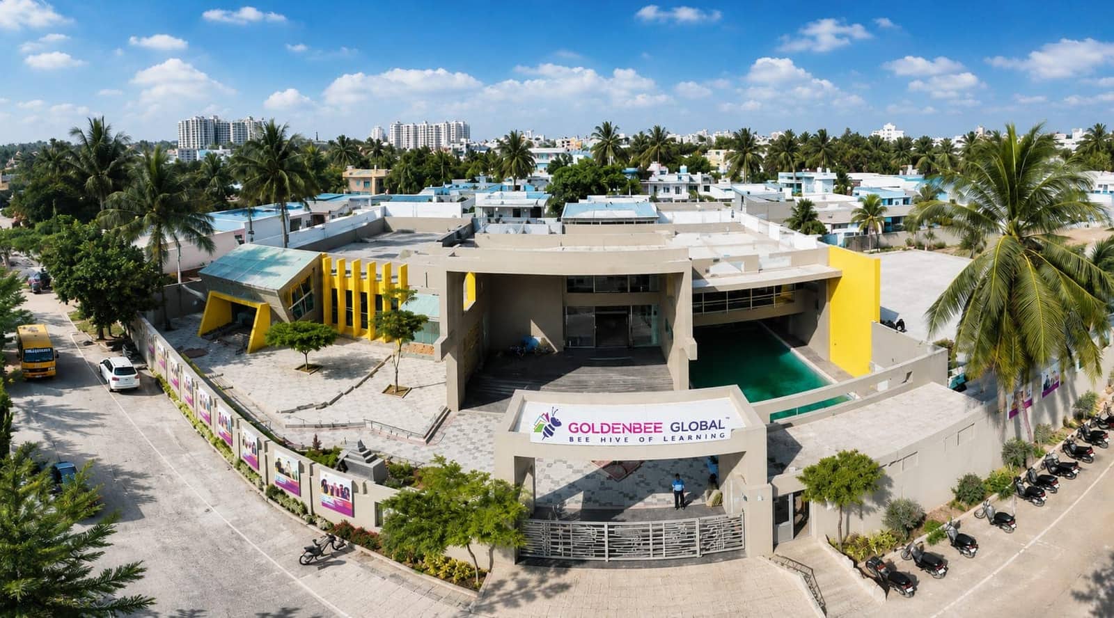 Aerial view of GoldenBee Horamavu Campus